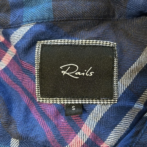 RAILS Sun Navy Blue Pink White Flannel Button Down Shirt Sz S - Picture 8 of 13